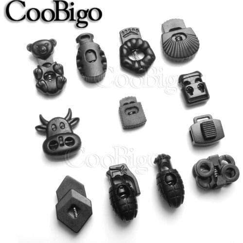 Cord Lock Stopper Rope Clip Clamp Spring Toggle Paracord Buckle Plastic Black 20pcs