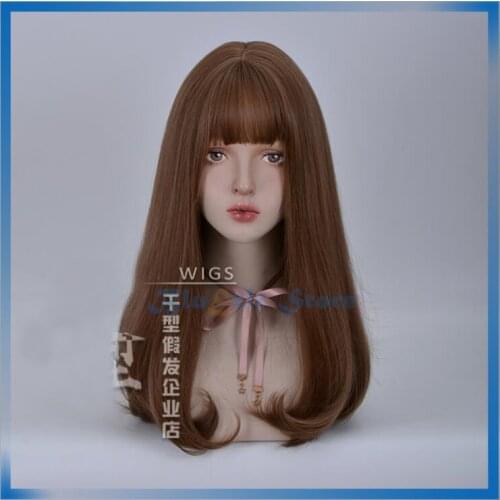 Lolita Wig Harajuku Fairy Dark Cosplay Fringe Bangs Curly Long Synthetic Hair Adult Girls Daily Wear Straight Sweet