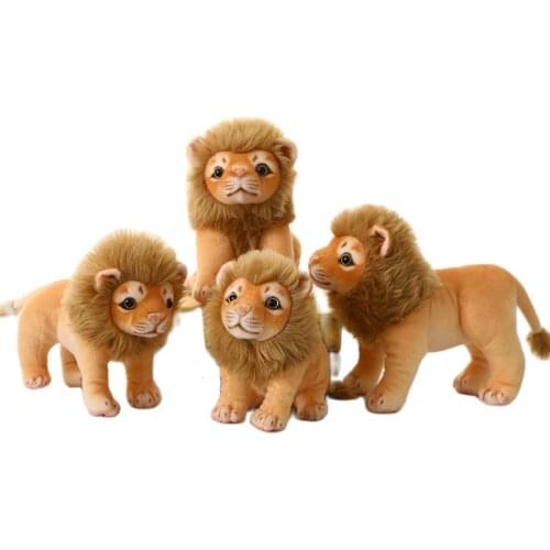 New 20/25cm Cute Real Life Lion Plush Toy 2 Postures Simulated Forest Animal Model Kids Doll Room Decor Childrens Birthday Gift