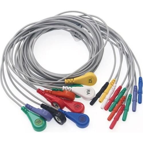 Free Shipping DIN 1.5 Holter ECG Cable IEC Snap 10 Lead
