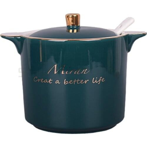 Nordic style ceramic seasoning can seasoning can salt sugar box chili oil large and small capacity pig oil tank household