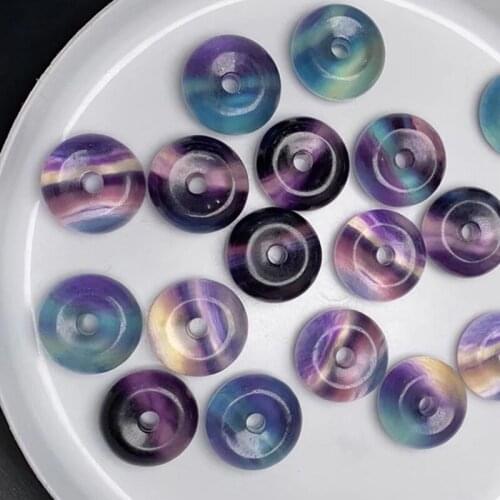 1PC Natural Crystal Fluorite Peace buckle ring Ornaments Quartz Mineral Jewelry Modern Home Decoration Stone Holiday Gift