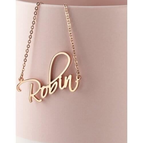 Cursive Name Necklace Popular Style Personalized Nameplate Pendant Stainless Steel Initials Letter Necklace Alphabet Jewelry