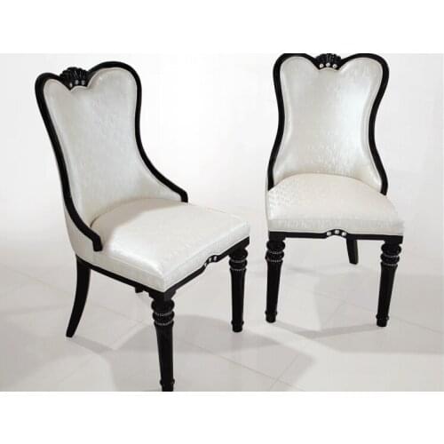 Real wooden chair soft package of Korean contracted nail fashion restaurant hotel chair covers eat chair of white black meetings