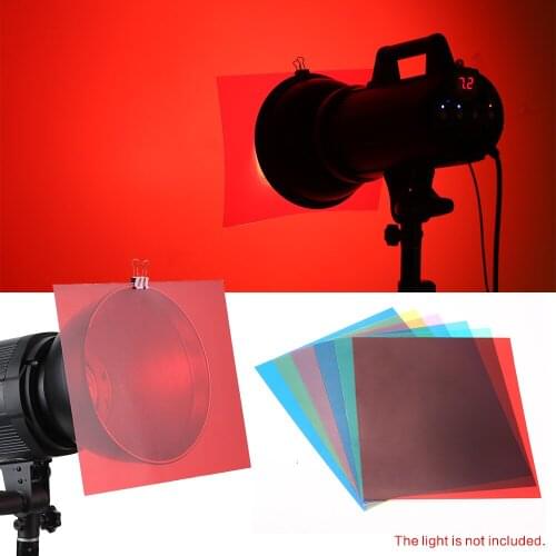 6pc 25 * 20cm 6-color Photographic Filter Transparent Lighting Color Correction Gel Sheets Filters Set for Flash Light Speedlite