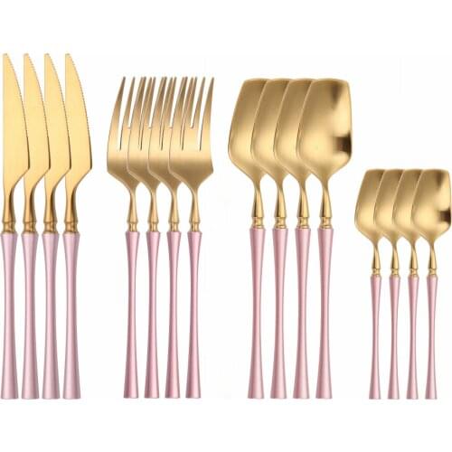 Pink Silver Cutlery Set Kitchen Creative Combination Dinner Fork Spoon Knife Set Western Cutlery Set Stainless Steel Dinnerware