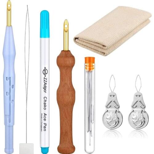 Sewing Needle Set Knitting Embroidery Pen Wooden Handle Weaving Sewing Felting Craft Punch Threader DIY Sewing Accessories