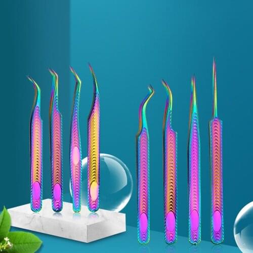 Professional Colorful Eyelash Extension Tweezers High Precision Anti-static Volume Eyebrow Clip Eyelashes Tweezer Makeup Tool