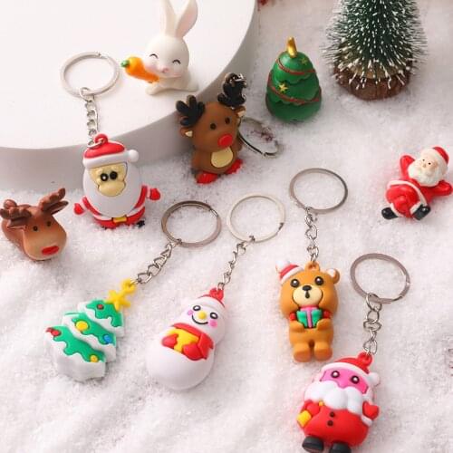 Navidad Christmas Decoration Santa Claus Elk Snowman Keychain New Year Decoration 2021 Cute Funny Christmas Present KeyRing