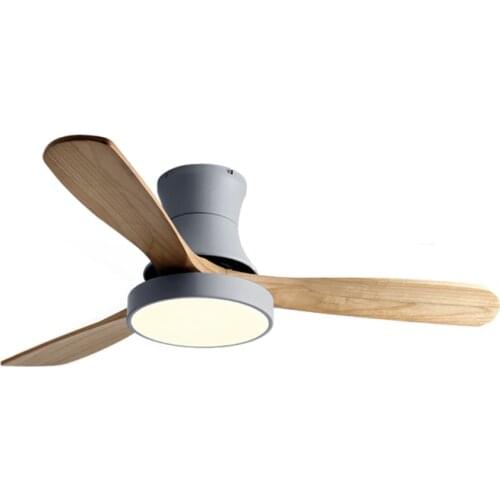 BTX wood ceiling fan with light LED modern kitchen/ restaurant/bedroom nordic Low floor personality ceiling fan lamp 220V 110V