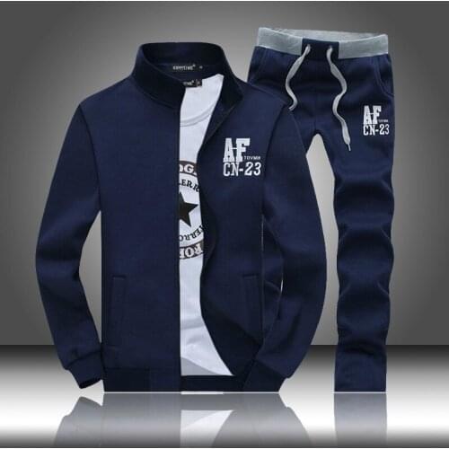 Fleece Men Tracksuits Jacket Sets Cardigan Sweatshirt Drawstring Pants Mens Outwear Hoodies Zipper Sportwear Male Set Elastic