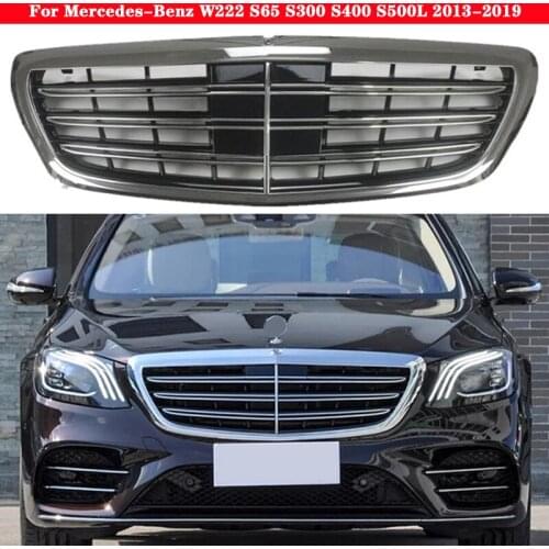 Car styling Middle grille for Mercedes-Benz S-Class W222 S300 S400 S500L to AMG S65 ABS plastic front bumper grill Center Grille