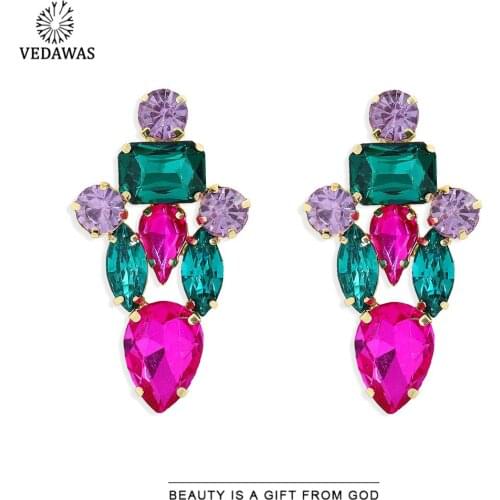 Vedawas Bohemian Fashion Colorful Drop Earrings for Women Special Design Irregular Statement Earrings Jewelry Wedding Party Gift