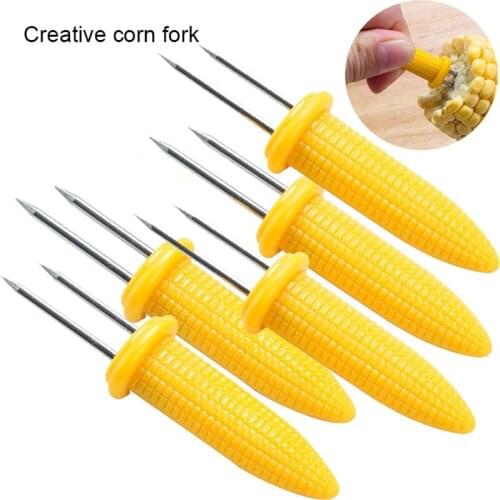10/20pcs Fork Corn Skewer Stainless Steel Corn Holders Corn On The Cob Skewers Fruit Forks Outdoor Barbecue Tool