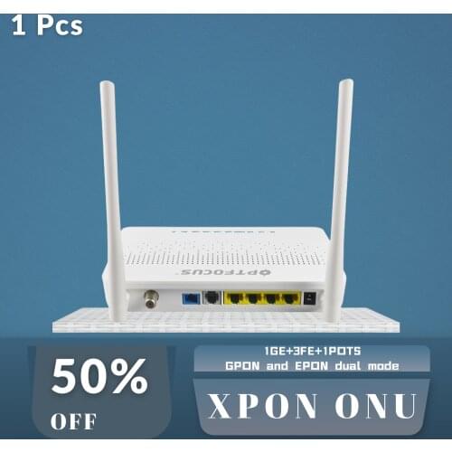 High Quality Fiber Optic 1GE+3FE+1POTS+1USB EPON GEPON GPON XPON ONU Dual Mode PPPOE Router With Power 100% New