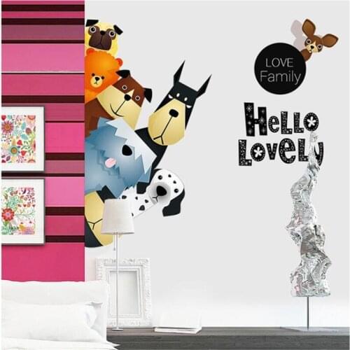 Vivid Simple cartoon dog wall sticker living room bedroom wall decoration wall stickers for kids rooms