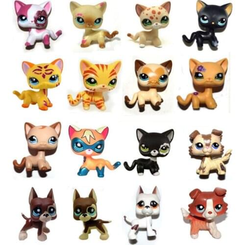 Pet Shop White Black Yellow Brown Pink Sparkle Cheap Short Hair Collie Great Dane Dog Cat Collection Loose Figure Child Toy