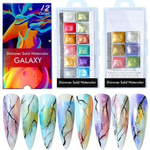 1 Set Watercolor Nail Gel Polish Pigment Solid Pearlescent Lightweight Nail Art Pigment Glitter Powder DIY Decor Manicure