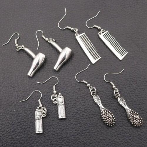 1 pair Fashion Popular Hairdressing Tools Earrings, Shampoo Charm, Hair Dryer Charm, Comb Charm, DIY Jewelry For Women Gift