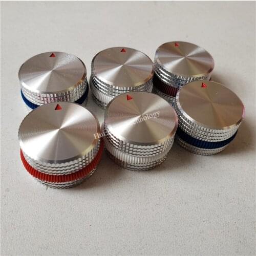4pcs aluminum knob Color circle potentiometer knob silver washer 25*15.5*6mm red triangle Volume knob switch Encoder amplifier