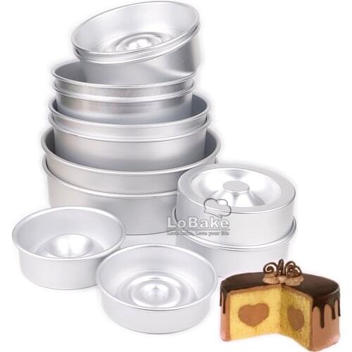 5 6 7 8 9 10 inches 2 in 1 Heart Inside Aluminium Cake Mold Set Sandwich Mould Layer Mousse Molds Birthday Party Decoration DIY