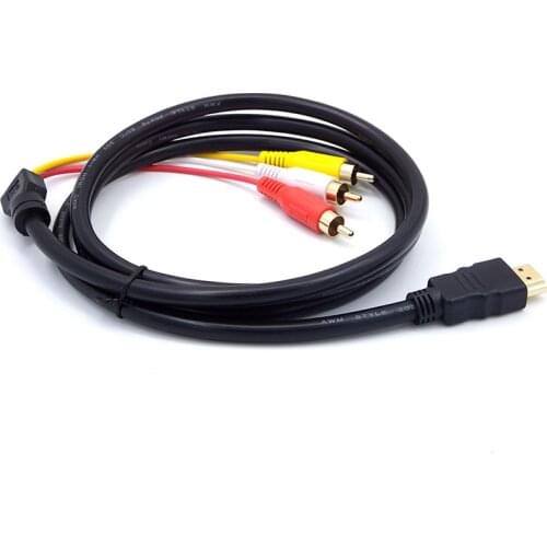 5 Feet 1080P HDTV HDMI Male to 3 Male Extension Cable RCA Audio Video AV Cable Cord Adapter Video Game Aux Cable