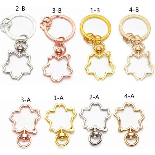 5Pcs Cherry Flower Metal Snap Hook Lobster Clasps Lanyard Keyrings DIY Keychain