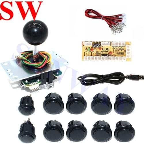 Free shipping Original SANWA Joystick DIY Kit Zero Delay Arcade DIY USB Encoder To PC Joystick Original Sanwa Push Buttons Mame