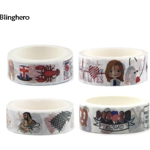 Blinghero 15mmX5m Cool TV Show Printing Washi Paper Tape Cool Masking Tape Stylish Papeleria Label Adhesive Tapes Gift BH0556