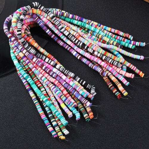 DIY Clothes Accessories Color M6CD About 350-400 Pcs Bead For Jewellery Bracelet Necklace Making Flat Round Loose Beads Polymer
