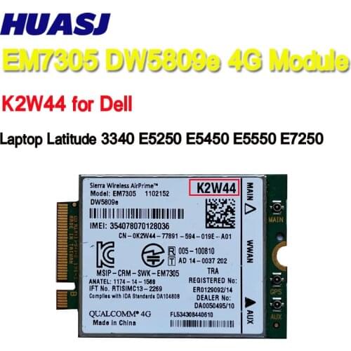 DW5809e Sierra Wireless Airprime EM7305 4G LTE WWAN M.2 NGFF Card Module For Dell Laptop Latitude 3340 E5250 E5450 E5550 E7250