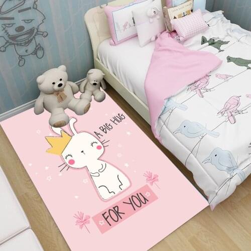 Crystal velvet 3D printed childrens bedroom crawl cartoon carpet home cartoon carpet