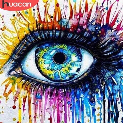 HUACAN 5D Diy Diamond Painting Protrait Diamond Emboidery Mosaic Eye Home Decoration Wall Stickers