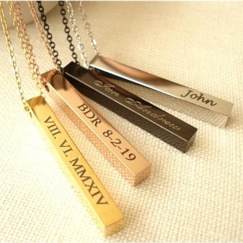 Custom 3D Stainless Steel Vertical Bar Necklace,Personalized Constellation Nameplate Necklace,Sorority,Best Friend Wedding Gift