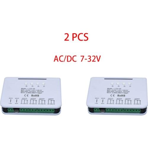 2 PCS EweLink Smart 7-32V 4 Channel Jog Inching Self-Locking WIFI Wireless Smart Home Switch, Voice Remote Control with Alexa