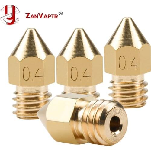10pcs 3D Printer Brass Copper Nozzle Mixed Sizes 0.2/0.3/0.4/0.5/0.6/0.8/1.0mm Extruder Print Head For 1.75MM 3.0MM MK8 Makerbot