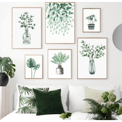 Monstera Succulents Green Plant Leaf Wall Art Canvas Painting Nordic Posters And Prints Wall Pictures For Living Room Home Decor