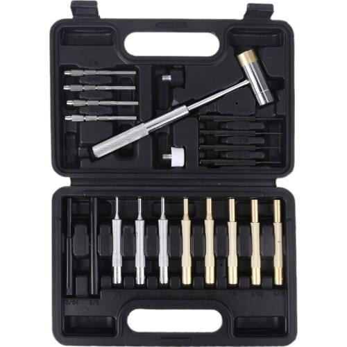 21pcs Professional Punch Tool Set Steel Pin Hammer Brass Leathercraft Repair Maintenance Kit with Storage Case