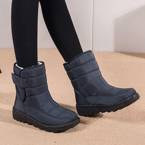 New Winter High-top Plush Boots Water Proof Hook & Loop Plus Velvet Womens Shoes Long Tube Outdoor Snow Boots Boots Women