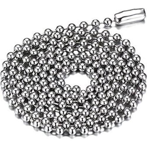 Round Bead Necklace Gold Silver Color 2.4mm Ball Stainless Steel Long Chain 60 74cm Connector Findings DIY Jewelry Wholesale