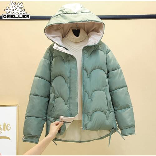 GRELLER 2021 Short Winter Jacket Women Parkas Coat Winter Hooded Solid Autumn Winter Coat Warm Puffer Jacket Women Clothing