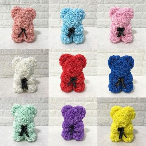 Valentines Day Gift 25cm Red Rose Teddy Bear Rose Flower Artificial Decoration Christmas Gifts Women Valentines Gift