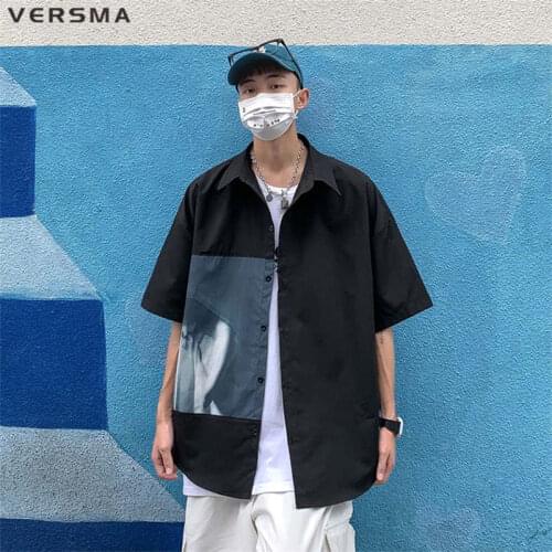 VERSMA Korean Stylish Cufflinks Personalized Blouse Shirt Male Female American Motorcycle Hawaiian Shirt Men XXXL Dropshipping