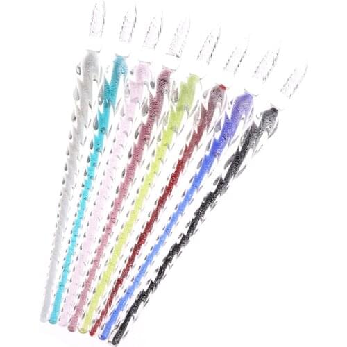 1Pcs Handmade Glass Lampwork Pen with 3D Flower inside Crystal Penholder Plunging Calligraphy Pen Filling Ink Fountain Pens
