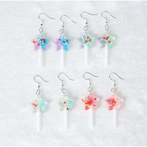 1 pair Star-shape Drop Earrings Fake Resin Lollipops Colorful Candy bff friendship For Women Jewelry