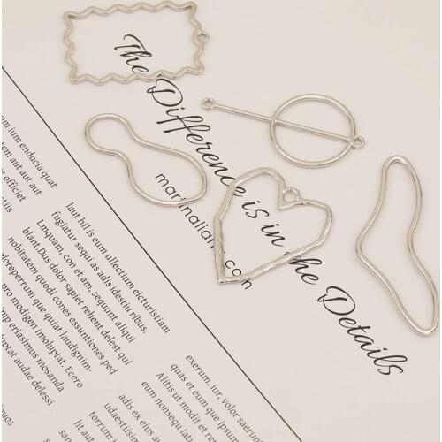 HAOSAW Choose 6Pcs/Lot Rhodium Colors/Zinc Alloy Charms/Loop/Connections/Hollow Out Design/Jewelry Accessories/Earring Findings