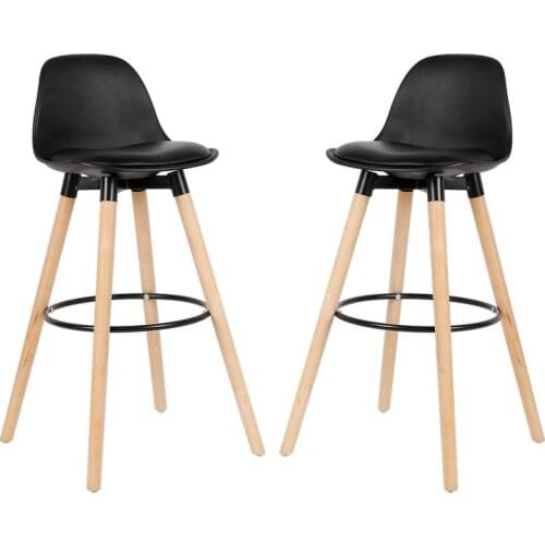 2Pcs/Set Lounge Chairs Bar Chair White Beech Wood Legs PP Surface Bar Stools Chairs Home Office Kitchen Dining Coffee Chairs HWC