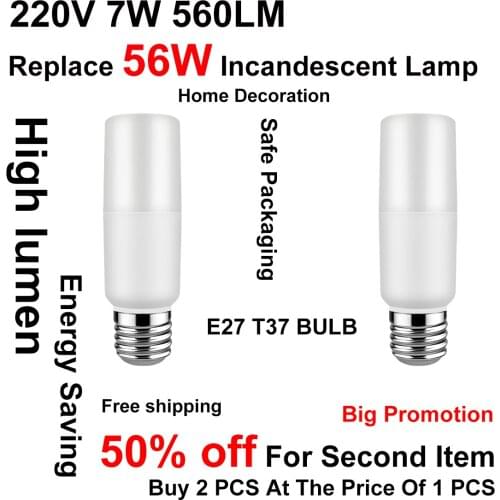 High Brightness Led Bulb T37 7w E27 Super Bright 6000k Energy Saving Lamp For Home Office Interior Decoration