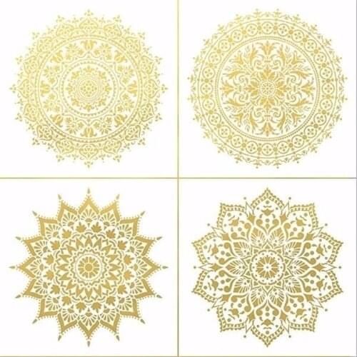30 * 30cm 4 large DIY reusable molds laser cut painting stencil floor tile fabric wall mold furniture mandala painting stencil