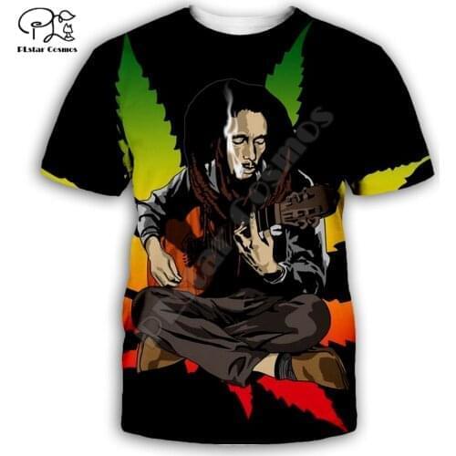 PLstar Cosmos Reggae Lion Singer HipHop Legend Bob Marley Casual Funny Men/Women 3DPrint Unisex Summer T-Shirt Short Sleeves B5